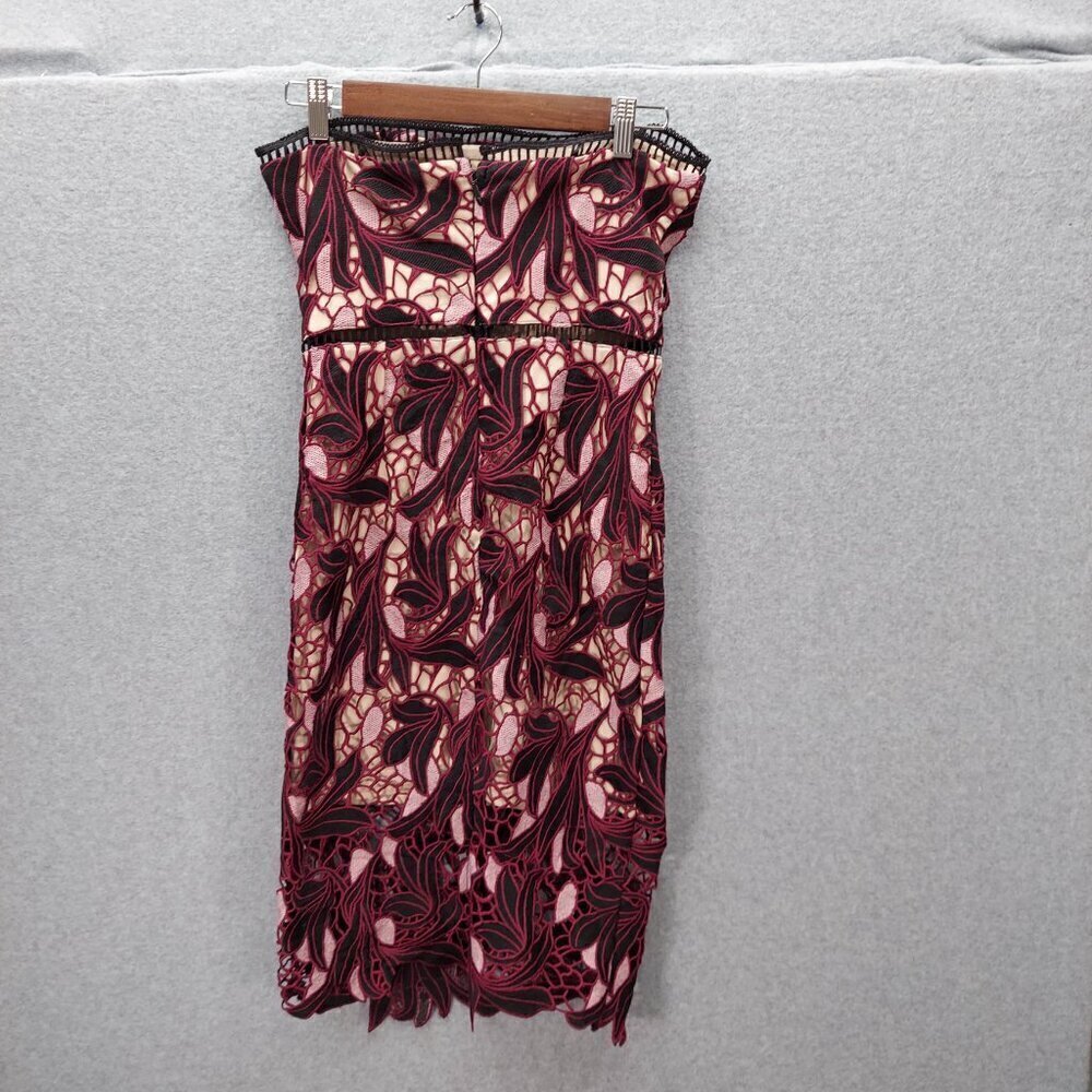 Lulus Jana Pink and Black Crochet Lace Strapless Midi Dress Size Small - Picture 5 of 10